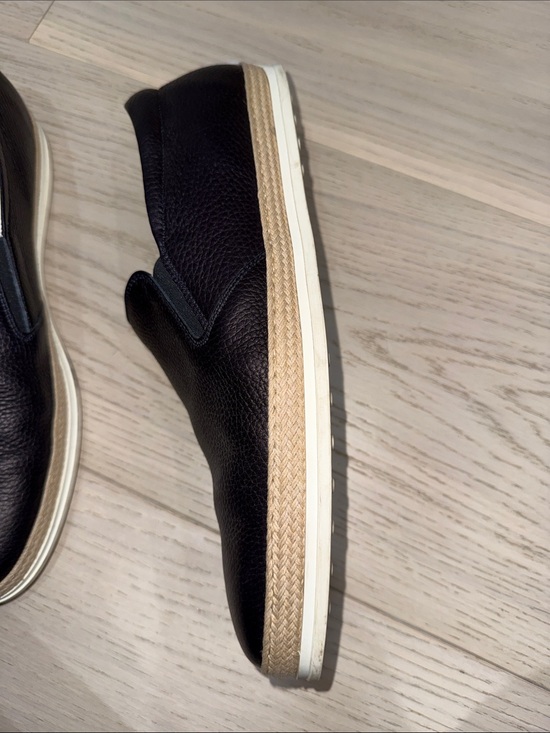 Tod\'s Dark Navy Black Espadrille Pebbled Leather Slip-On Shoes main image 10